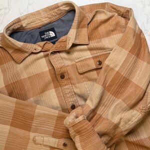 The North Face Flannel Shirt XL Plaid Buffalo Check Tan Cotton
